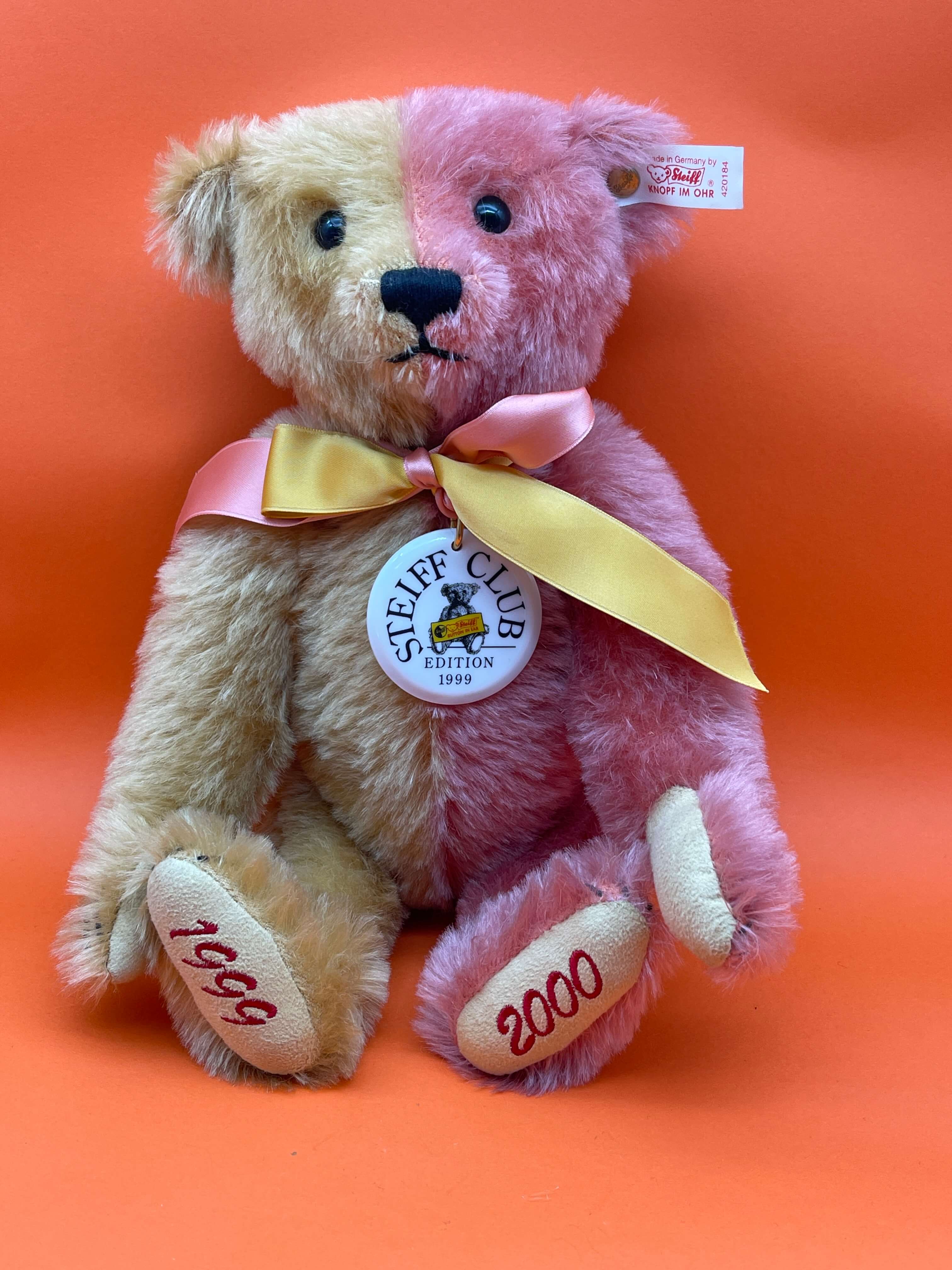 Steiff Tier 420184 Jahrtausendwechselbär Teddy 32 cm. Top Zustand 