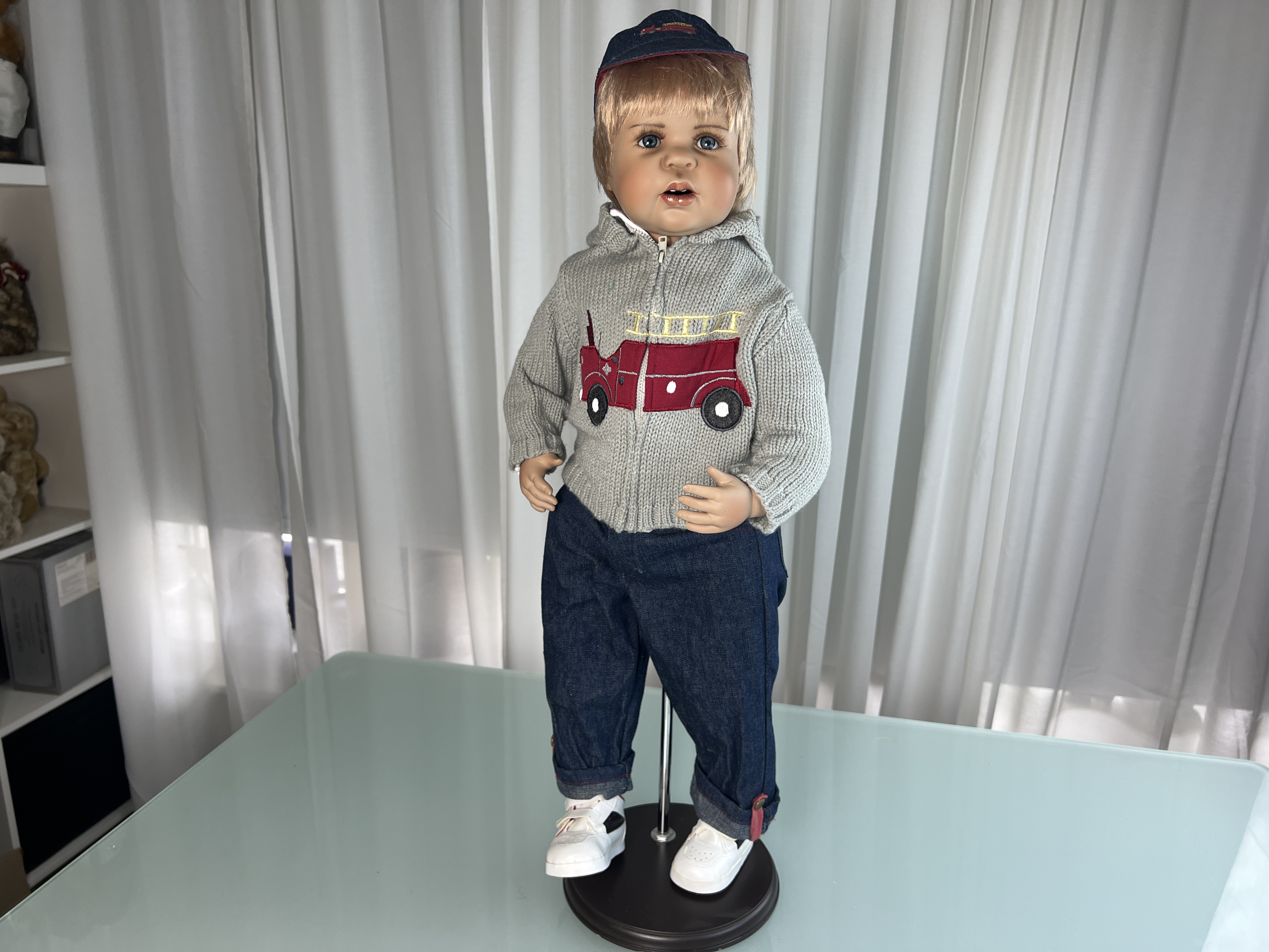 Inge Tenbusch Porzellan Künstlerpuppe Puppe 73 cm.  Top Zustand    