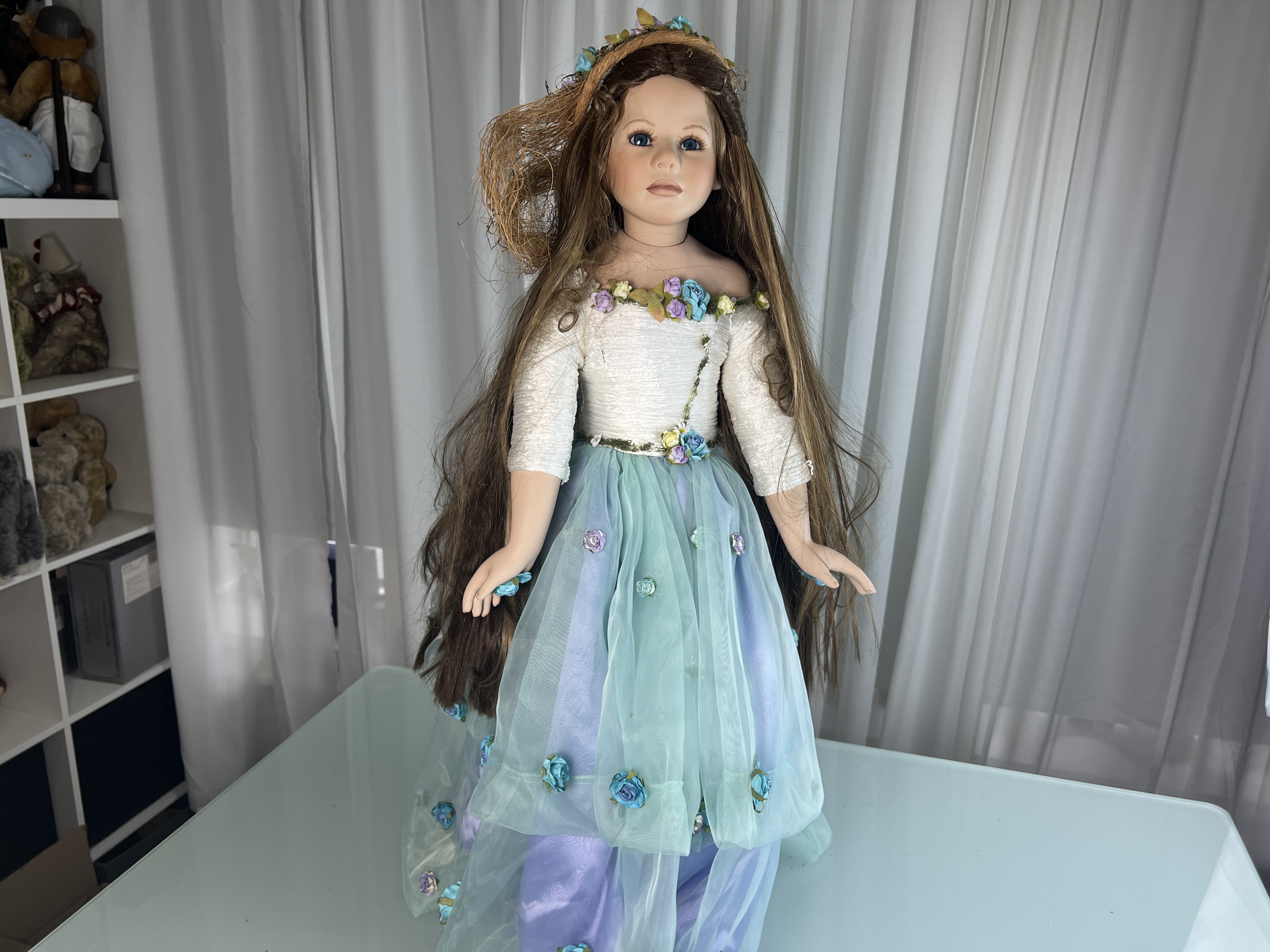 Künstlerpuppe Porzellan Puppe 88 cm. Top Zustand 